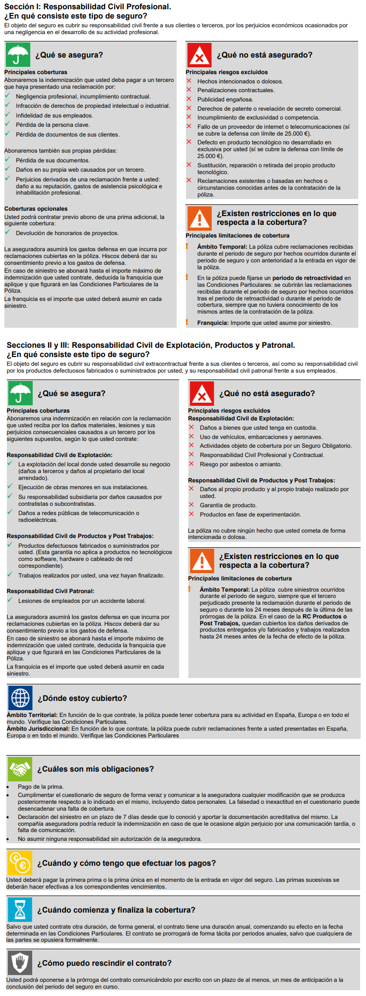 Informacion seguros RCP Informática